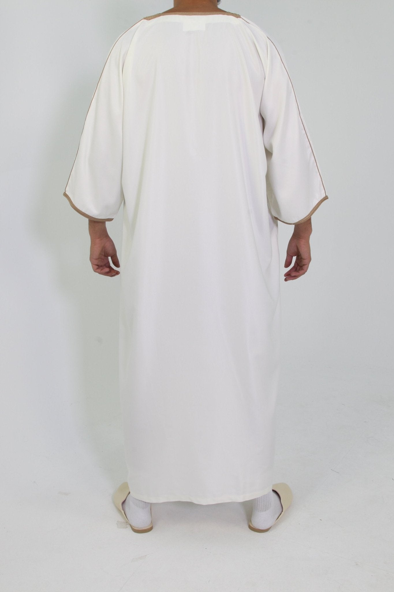 Djellaba Royale - Wit/Bruin - TheDjellaba - TheDjellaba - Djellaba - Kaftan - Jalabiya - Thobe - Qamis - Dishdasha - Kurta - Abaya - Robe - Tunic - Burnous