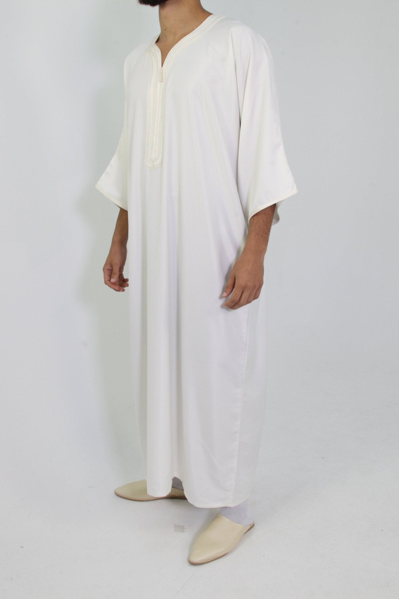 Djellaba Royale - Wit/Wit - TheDjellaba - TheDjellaba - Djellaba - Kaftan - Jalabiya - Thobe - Qamis - Dishdasha - Kurta - Abaya - Robe - Tunic - Burnous