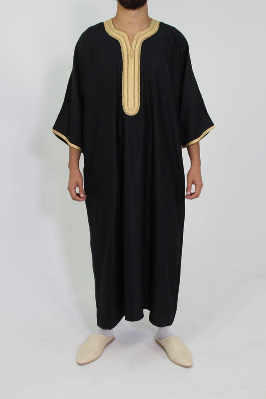 Djellaba Royale - Zwart/Goud - TheDjellaba - TheDjellaba - Djellaba - Kaftan - Jalabiya - Thobe - Qamis - Dishdasha - Kurta - Abaya - Robe - Tunic - Burnous